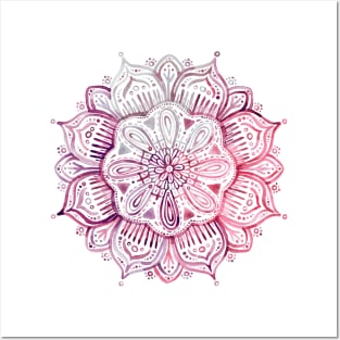 Burgundy Blush Watercolor Mandala Posters and Art